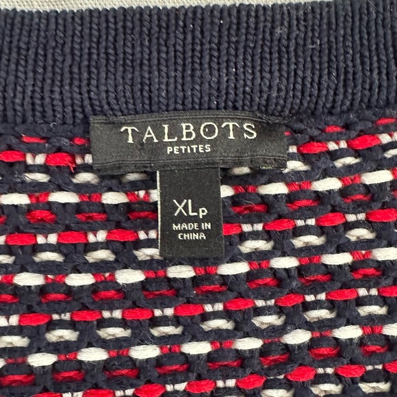 Talbots Blazer Style Cardigan Jacket Sweater Sz M-L Red Blue White Classic - Picture 4 of 14